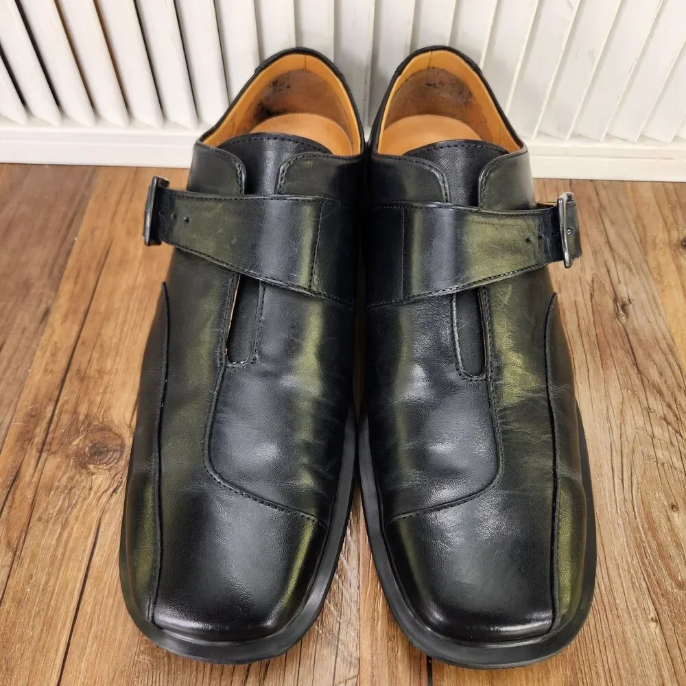 Dr Martens Monk Strap Loafers Mens Sz 10 Black Leather City Business Shoes 1C58